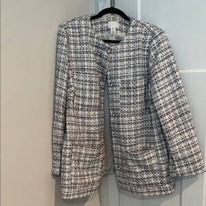 H & M Chic Black and White Tweed Women's Jacket-XL